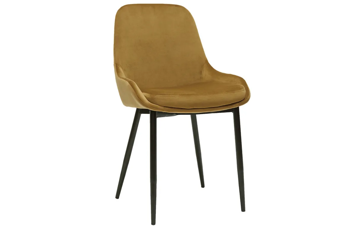 Miliboo Chaise Design-Chaises design en tissu velours bronze et métal noir (lot de 2) HOLO