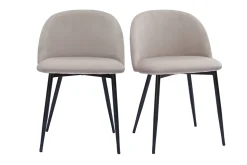 Miliboo Chaise Design-Chaises design en tissu velours taupe et métal noir (lot de 2) CELESTE