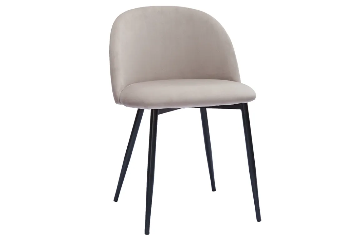 Miliboo Chaise Design-Chaises design en tissu velours taupe et métal noir (lot de 2) CELESTE