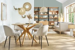 Miliboo Chaise Design-Chaises design en tissu velours taupe et métal noir (lot de 2) CELESTE