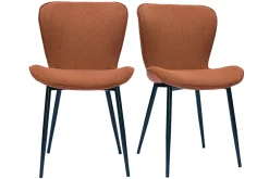 Miliboo Chaise Design-Chaises design en tissu velours côtelé terre brûlée et métal noir (lot de 2) ADDICT