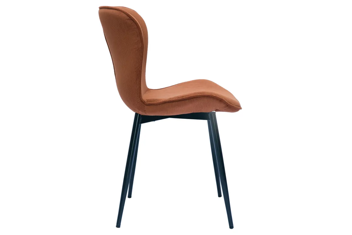 Miliboo Chaise Design-Chaises design en tissu velours côtelé terre brûlée et métal noir (lot de 2) ADDICT