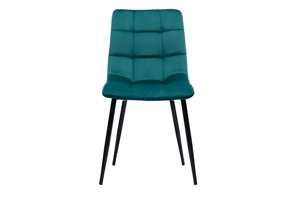 Miliboo Chaise Design-Chaises design en tissu velours bleu canard et métal noir (lot de 2) MAXWELL