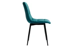 Miliboo Chaise Design-Chaises design en tissu velours bleu canard et métal noir (lot de 2) MAXWELL