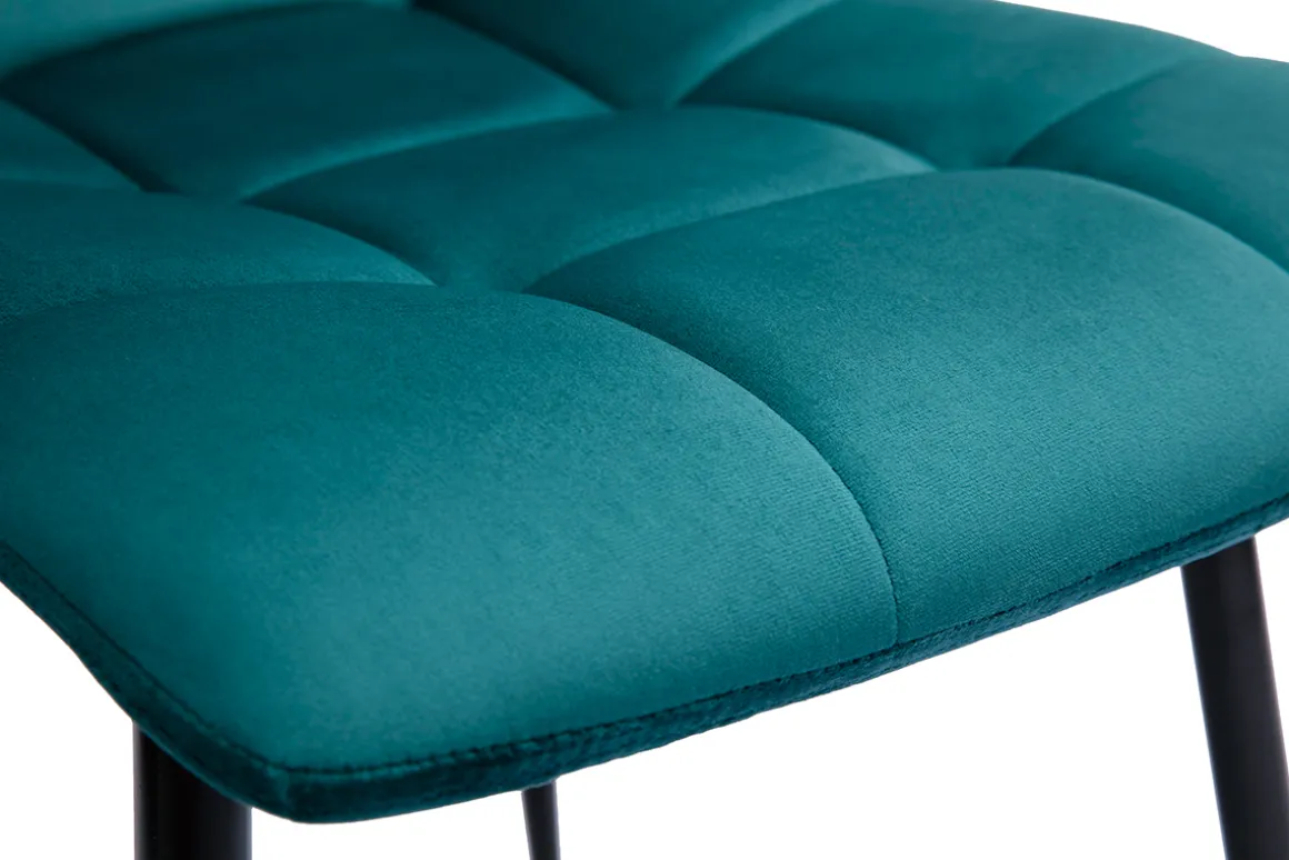 Miliboo Chaise Design-Chaises design en tissu velours bleu canard et métal noir (lot de 2) MAXWELL