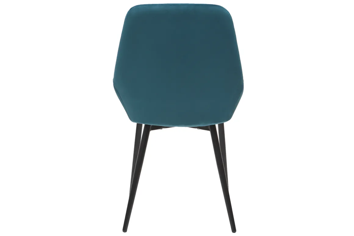 Miliboo Chaise Design-Chaises design en tissu velours bleu pétrole et métal noir (lot de 2) HOLO