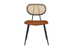 Miliboo Chaise Design-Chaises design en velours terre brûlée, métal noir et cannage rotin naturel (lot de 2) TOLMA