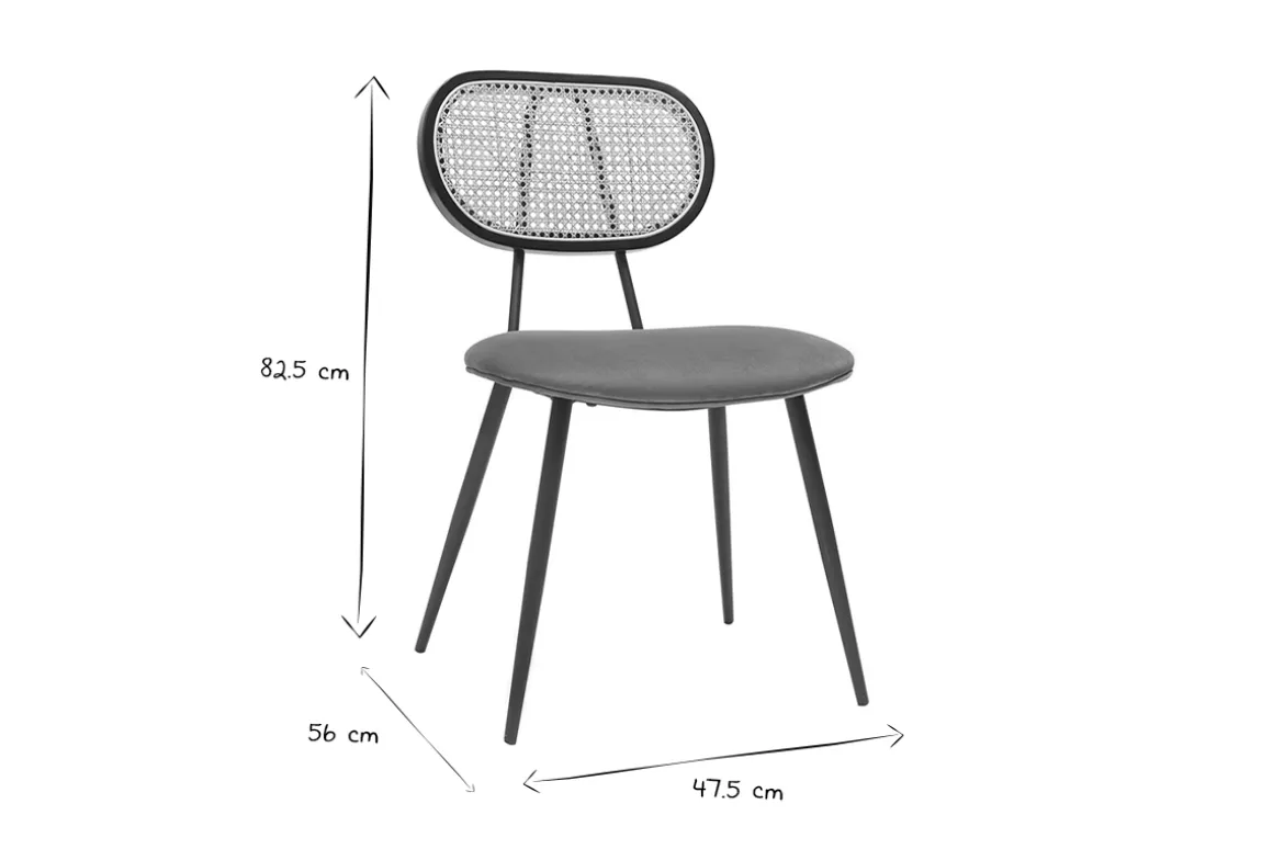 Miliboo Chaise Design-Chaises design en velours terre brûlée, métal noir et cannage rotin naturel (lot de 2) TOLMA