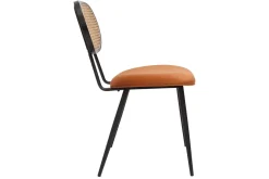 Miliboo Chaise Design-Chaises design en velours terre brûlée, métal noir et cannage rotin naturel (lot de 2) TOLMA