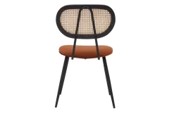 Miliboo Chaise Design-Chaises design en velours terre brûlée, métal noir et cannage rotin naturel (lot de 2) TOLMA