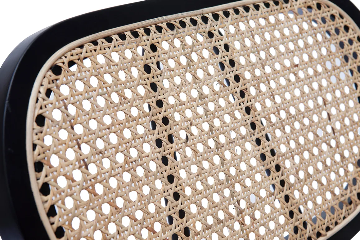 Miliboo Chaise Design-Chaises design en velours terre brûlée, métal noir et cannage rotin naturel (lot de 2) TOLMA