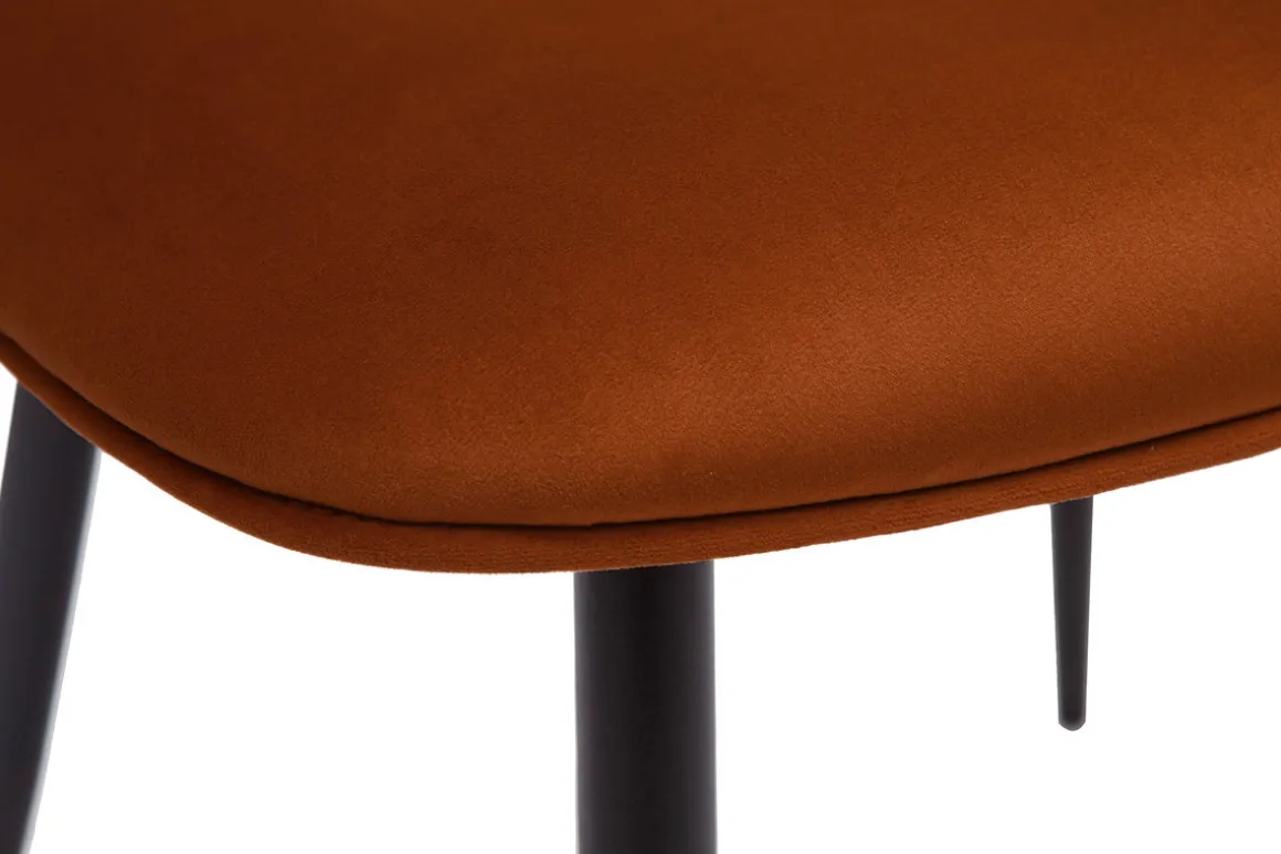 Miliboo Chaise Design-Chaises design en velours terre brûlée, métal noir et cannage rotin naturel (lot de 2) TOLMA