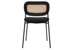 Miliboo Chaise Design-Chaises design en velours noir, métal noir et cannage rotin (lot de 2) MIRANDA