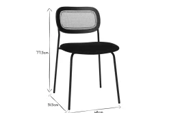Miliboo Chaise Design-Chaises design en velours noir, métal noir et cannage rotin (lot de 2) MIRANDA