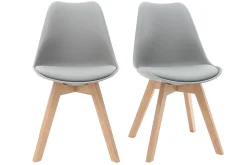 Miliboo Chaise Design-Chaises design gris et bois clair massif (lot de 2) PAULINE