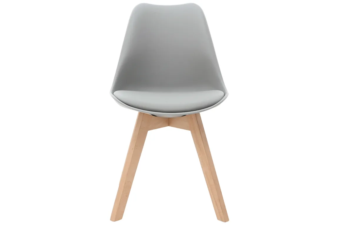 Miliboo Chaise Design-Chaises design gris et bois clair massif (lot de 2) PAULINE