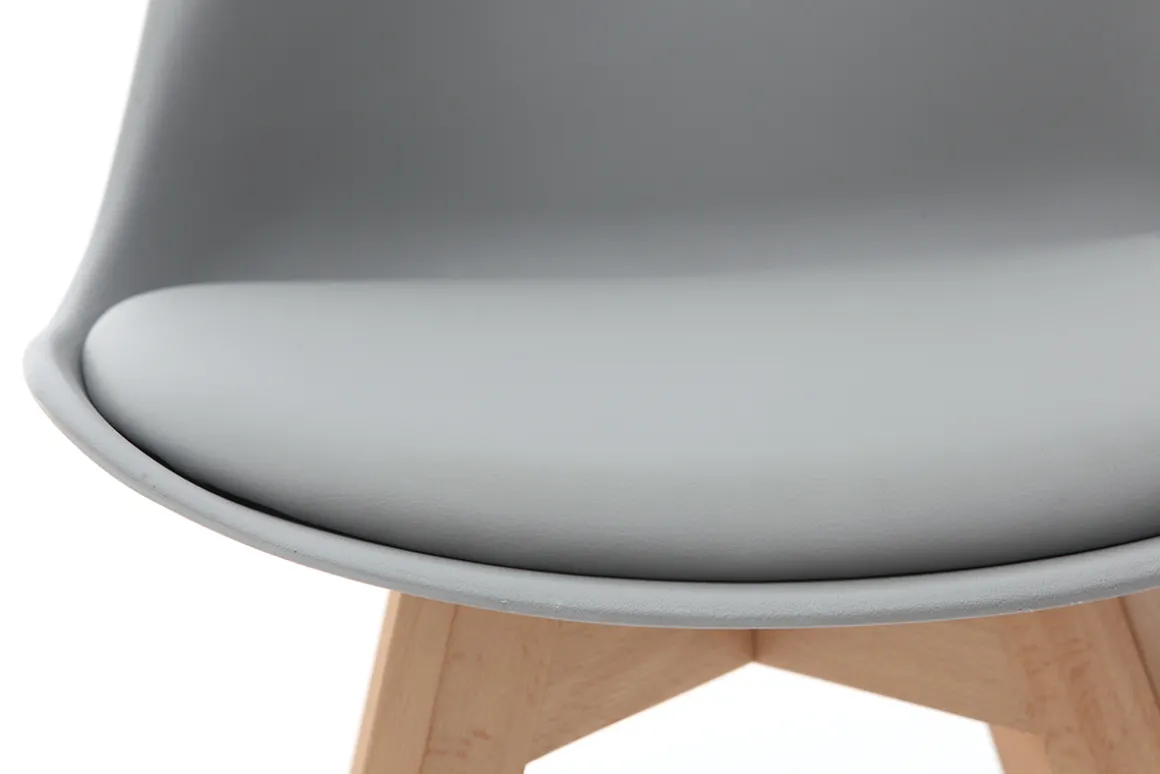 Miliboo Chaise Design-Chaises design gris et bois clair massif (lot de 2) PAULINE