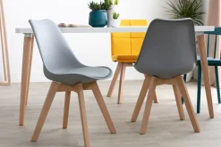 Miliboo Chaise Design-Chaises design gris et bois clair massif (lot de 2) PAULINE