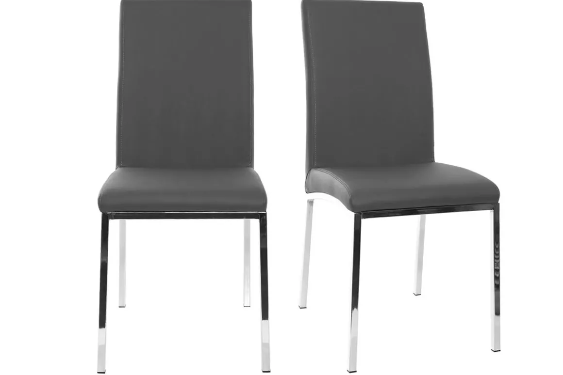 Miliboo Chaise Design-Chaises design gris et métal acier chromé (lot de 2) SIMEA