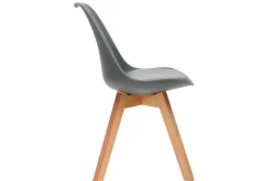 Miliboo Chaise Design-Chaises design grises avec pieds bois clair massif (lot de 2) PAULINE