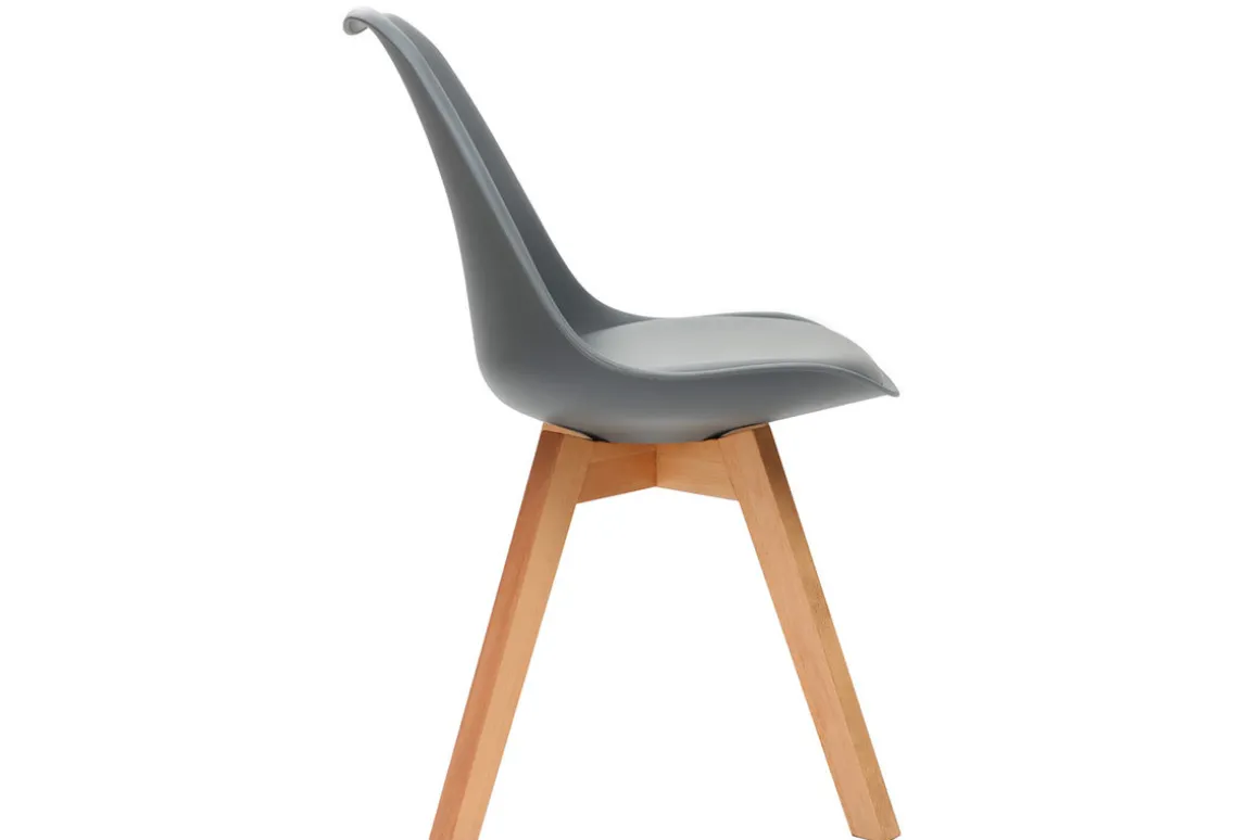 Miliboo Chaise Design-Chaises design grises avec pieds bois clair massif (lot de 2) PAULINE