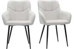 Miliboo Chaise Design-Chaises design matelassées en tissu effet velours texturé beige et métal noir (lot de 2) MONTERO