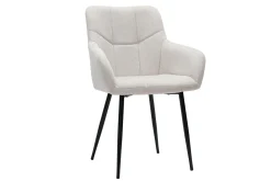 Miliboo Chaise Design-Chaises design matelassées en tissu effet velours texturé beige et métal noir (lot de 2) MONTERO