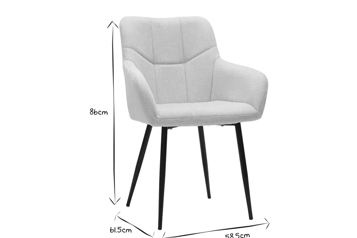 Miliboo Chaise Design-Chaises design matelassées en tissu effet velours texturé beige et métal noir (lot de 2) MONTERO