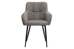 Miliboo Chaise Design-Chaises design matelassées en tissu velours texturé gris et métal noir (lot de 2) MONTERO