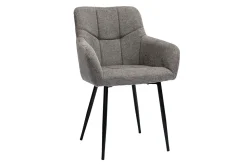 Miliboo Chaise Design-Chaises design matelassées en tissu velours texturé gris et métal noir (lot de 2) MONTERO