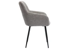 Miliboo Chaise Design-Chaises design matelassées en tissu velours texturé gris et métal noir (lot de 2) MONTERO