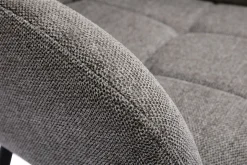 Miliboo Chaise Design-Chaises design matelassées en tissu velours texturé gris et métal noir (lot de 2) MONTERO