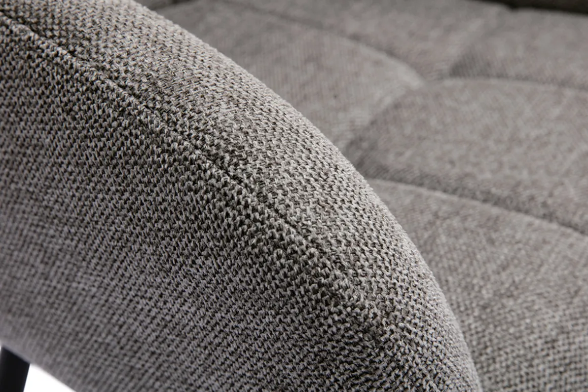 Miliboo Chaise Design-Chaises design matelassées en tissu velours texturé gris et métal noir (lot de 2) MONTERO