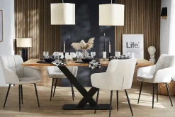 Miliboo Chaise Design-Chaises design matelassées en tissu velours texturé gris et métal noir (lot de 2) MONTERO