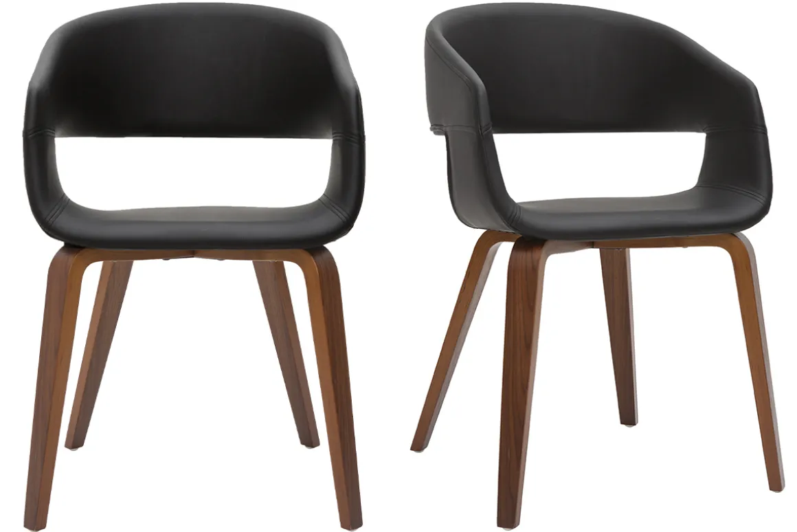 Miliboo Chaise Design-Chaises design noir et bois foncé (lot de 2) SLAM