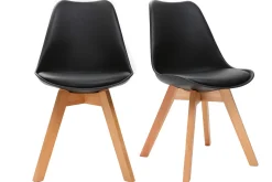 Miliboo Chaise Design-Chaises design noir et bois clair massif (lot de 2) PAULINE