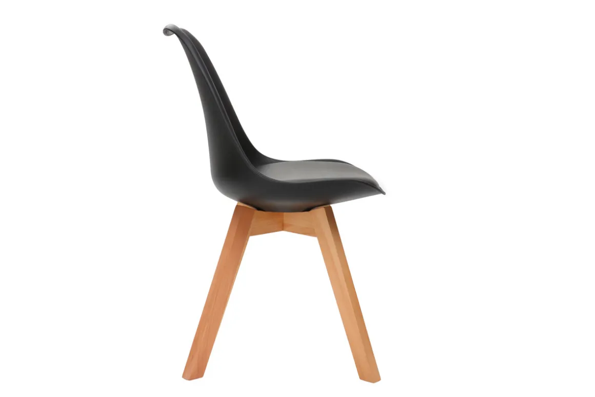 Miliboo Chaise Design-Chaises design noir et bois clair massif (lot de 2) PAULINE