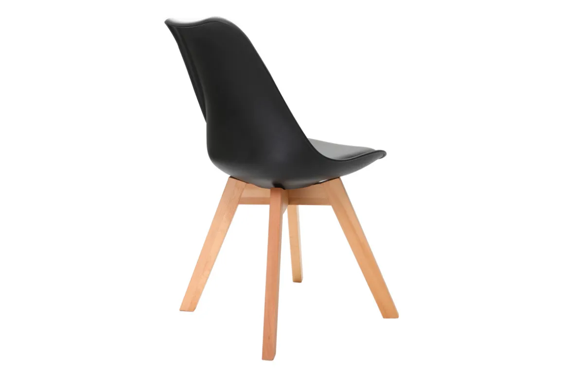 Miliboo Chaise Design-Chaises design noir et bois clair massif (lot de 2) PAULINE