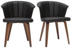 Miliboo Chaise Design-Chaises design noir et bois foncé noyer (lot de 2 ) ALBIN