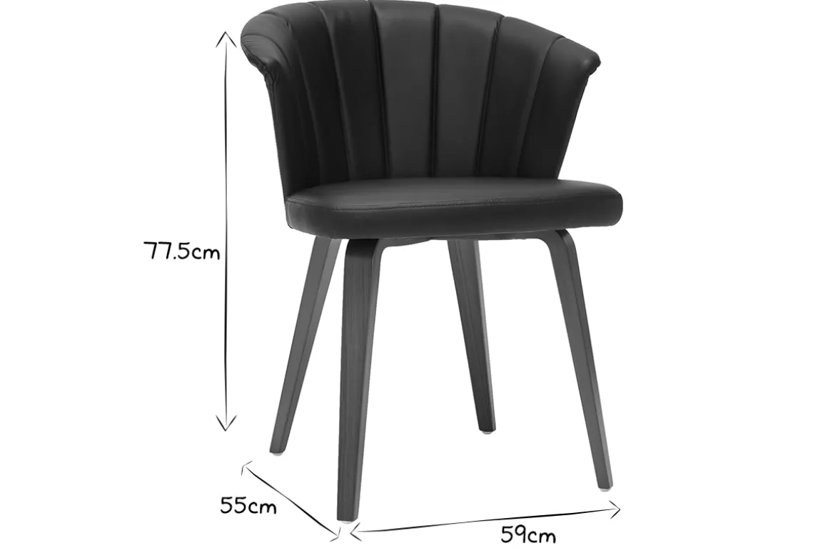 Miliboo Chaise Design-Chaises design noir et bois foncé noyer (lot de 2 ) ALBIN