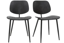 Miliboo Chaise Design|Chaise En Bois-Chaises design noire en bois noir et métal (lot de 2) TOBIAS