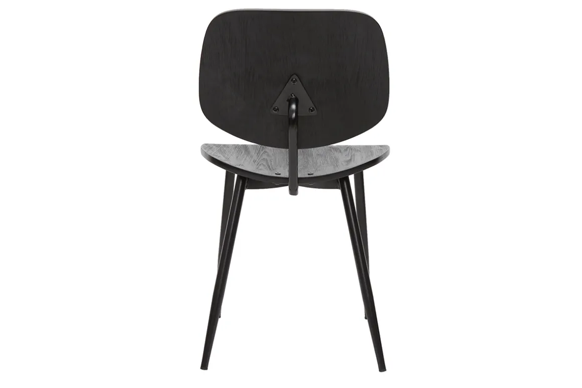 Miliboo Chaise Design|Chaise En Bois-Chaises design noire en bois noir et métal (lot de 2) TOBIAS