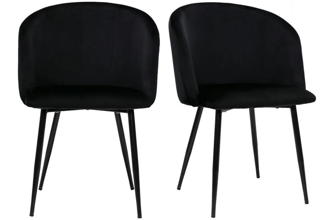 Miliboo Chaise Design-Chaises design noires en tissu velours et métal (lot de 2) VANITY