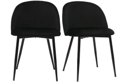 Miliboo Chaise Design-Chaises design noires en tissu velours et métal (lot de 2) CELESTE