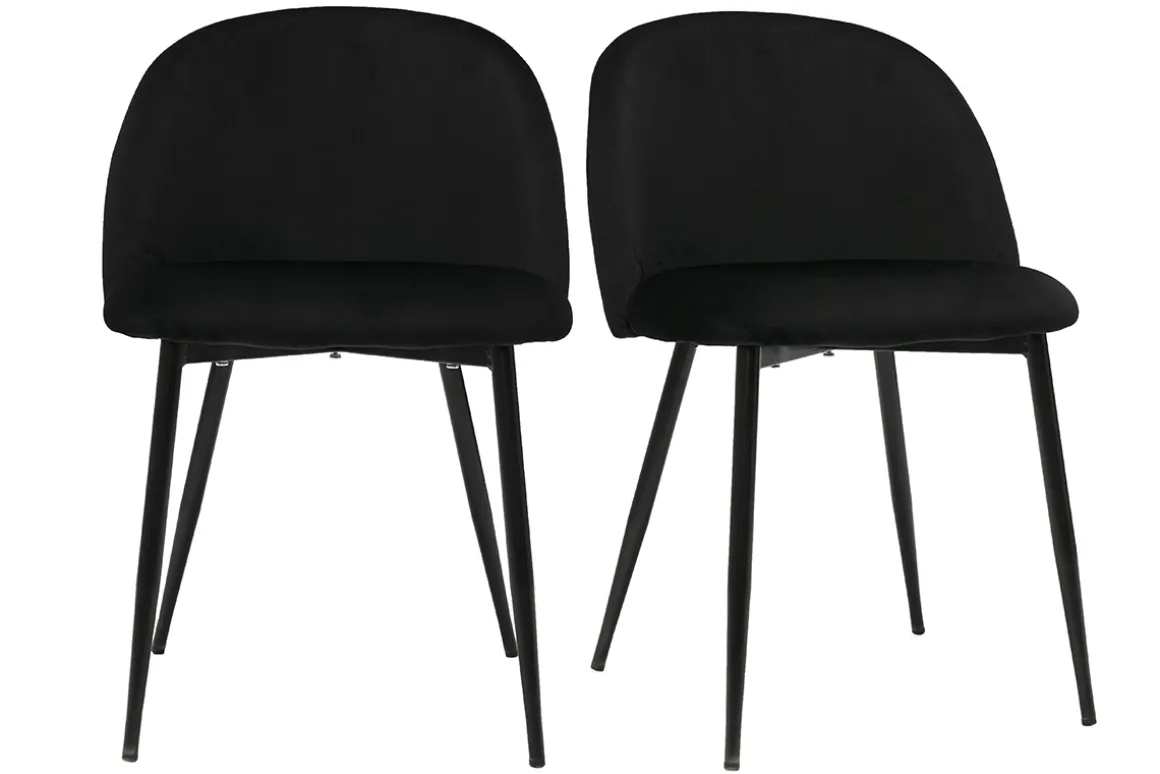 Miliboo Chaise Design-Chaises design noires en tissu velours et métal (lot de 2) CELESTE