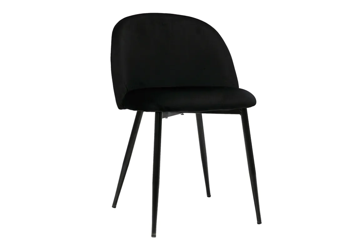 Miliboo Chaise Design-Chaises design noires en tissu velours et métal (lot de 2) CELESTE
