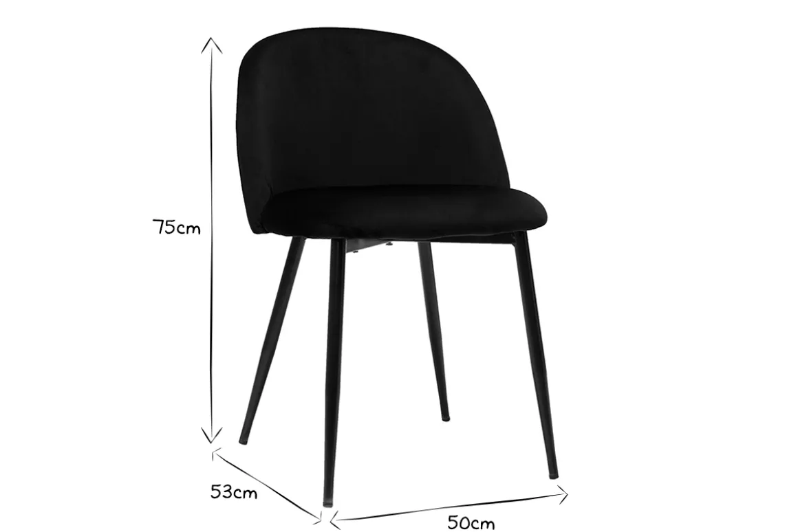 Miliboo Chaise Design-Chaises design noires en tissu velours et métal (lot de 2) CELESTE