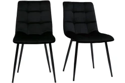 Miliboo Chaise Design-Chaises design noires en tissu velours noir et métal (lot de 2) MAXWELL
