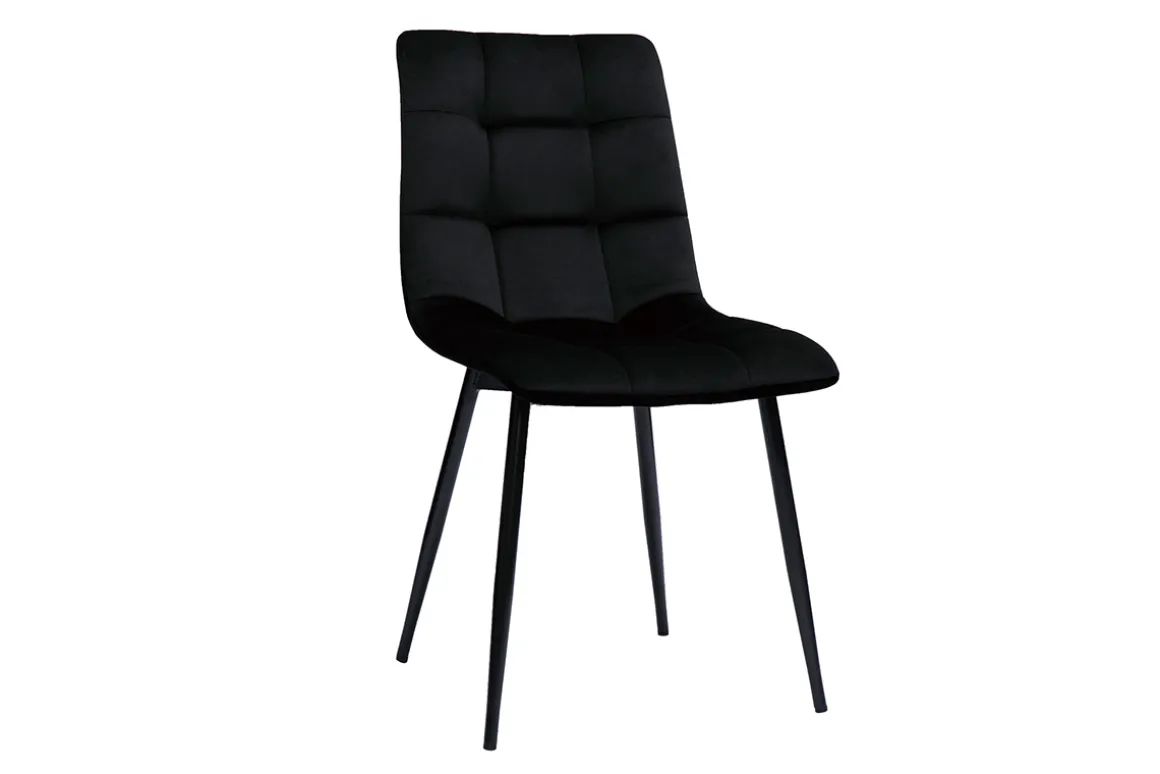 Miliboo Chaise Design-Chaises design noires en tissu velours noir et métal (lot de 2) MAXWELL
