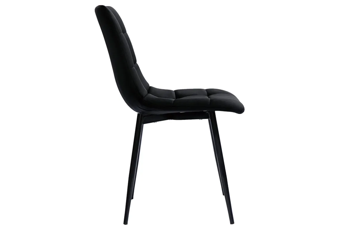 Miliboo Chaise Design-Chaises design noires en tissu velours noir et métal (lot de 2) MAXWELL